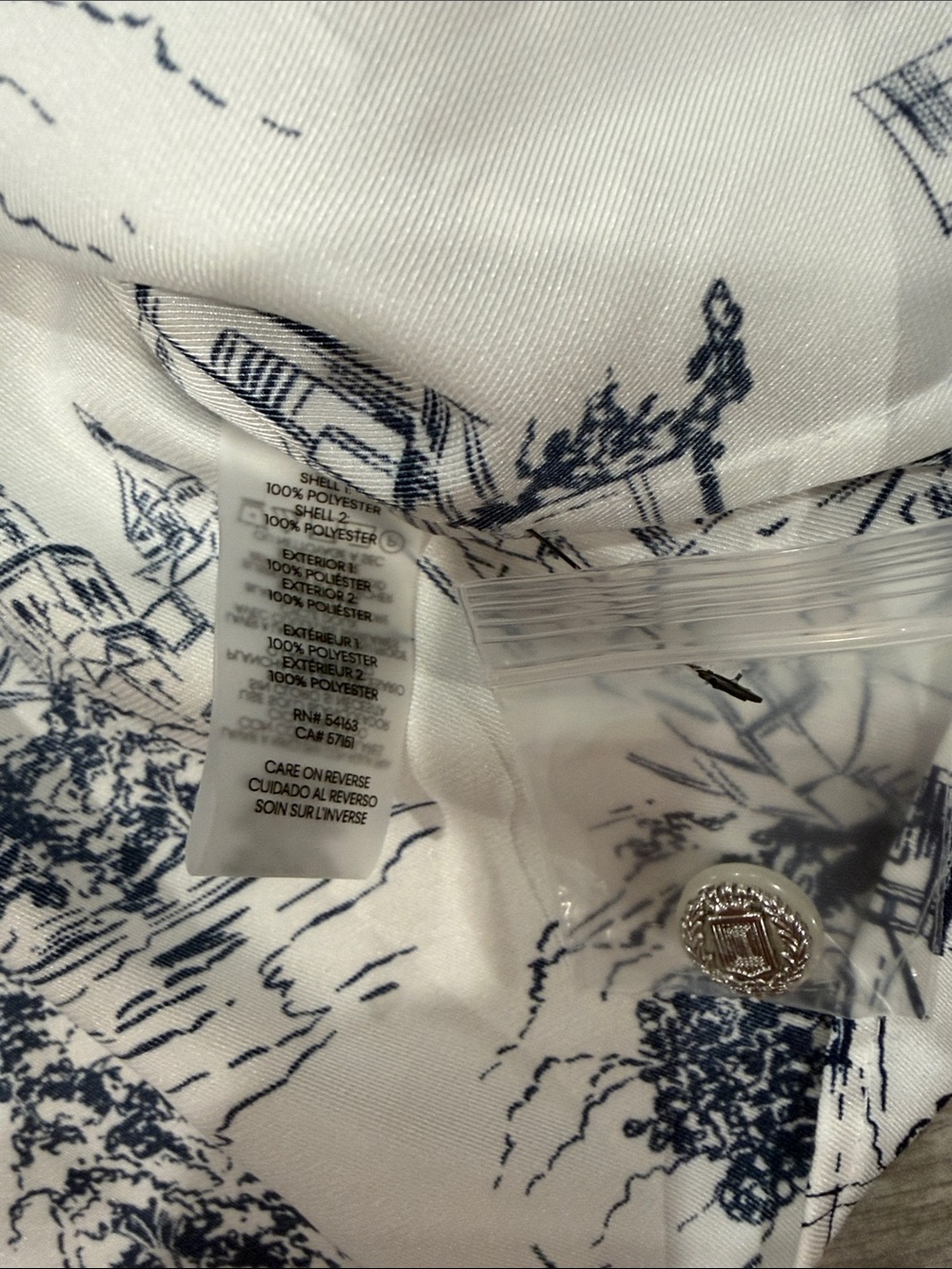 Karl Lagerfeld White & Navy blouse size L - Picture 5 of 6